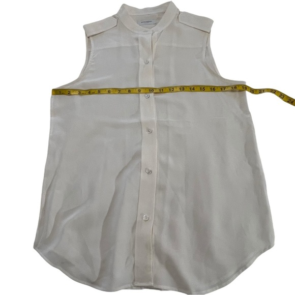 Equipment Femme Mandarin Collar Button Front Top Blouse White Small Sleeveless - Picture 6 of 9